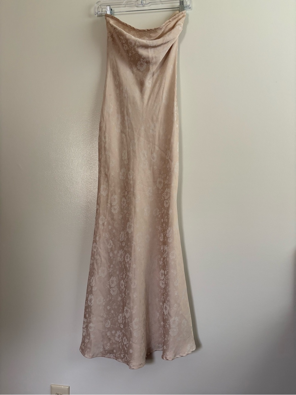 Princess Polly Salvin Strapless Maxi Dress Satin Champagne Size 4